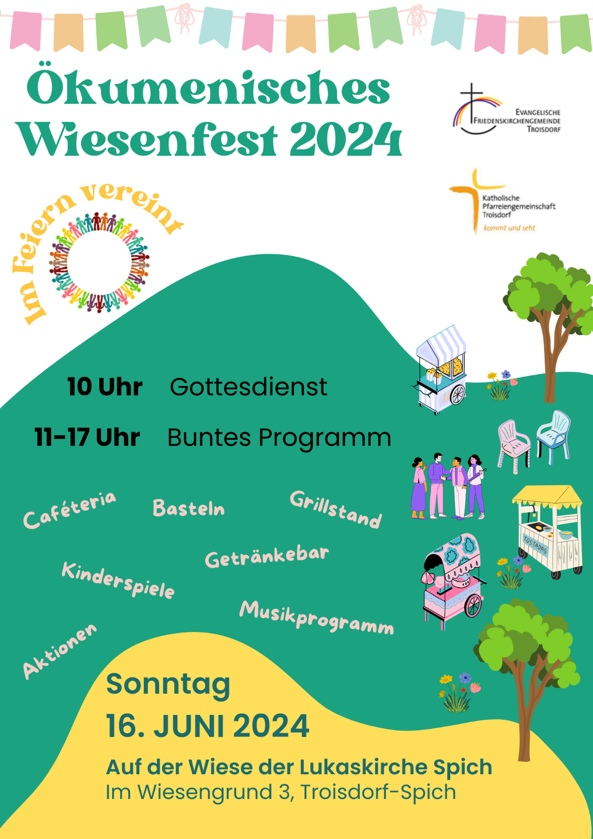 2024 Ökumenisches Wiesenfest Plakat (c) Kath. und Evan. Kirchengemeinden in Troisdorf